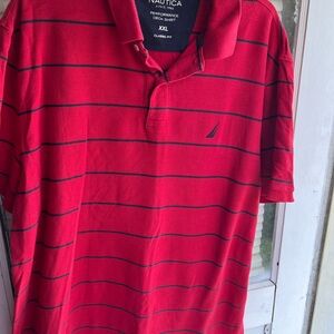 Nautica Men's Red Striped Polo Shirt